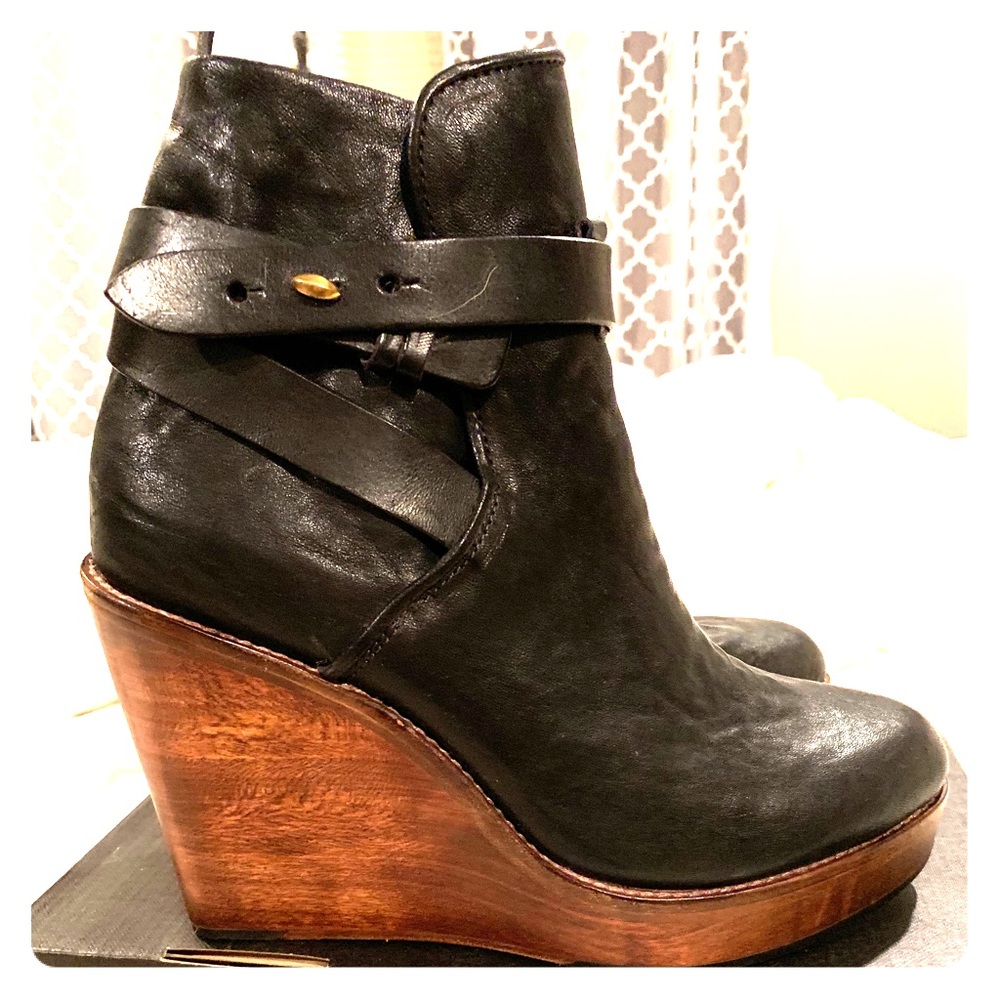 rag & bone black wedge boots
